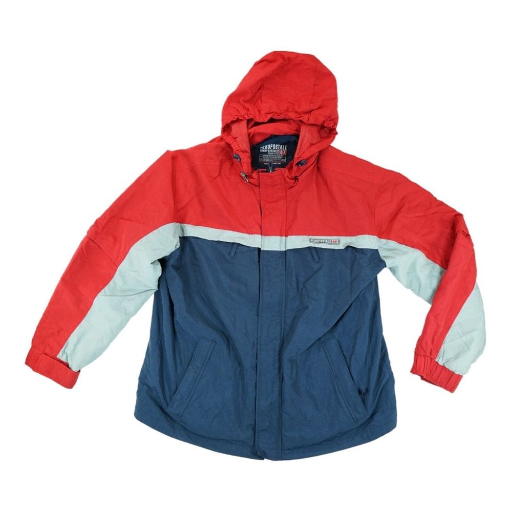Vintage Aeropostale Men's A87 Jacket Red, Blue, Gray Full Zip Jacket Size Medium